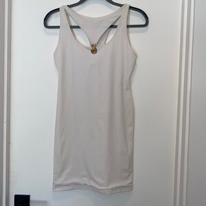 Versace beachwear white mini spandex dress with logo clasp